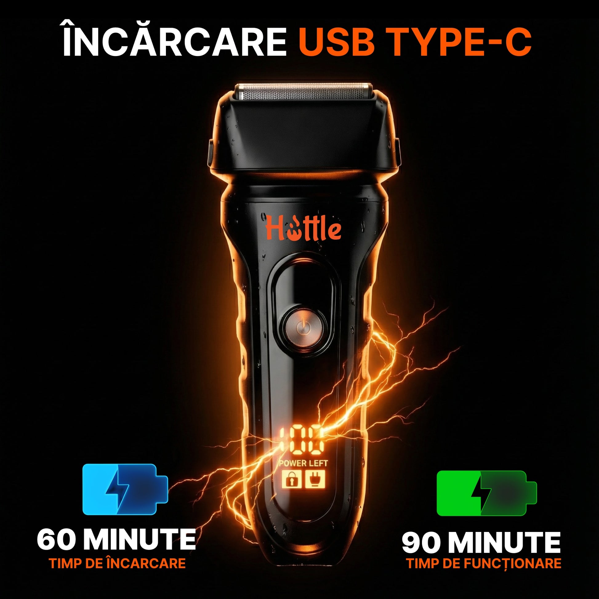 HOTTLE Shaver 9000 RPM — Argintiu